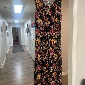 Chaus Black and Yellow Floral Maxi Dress